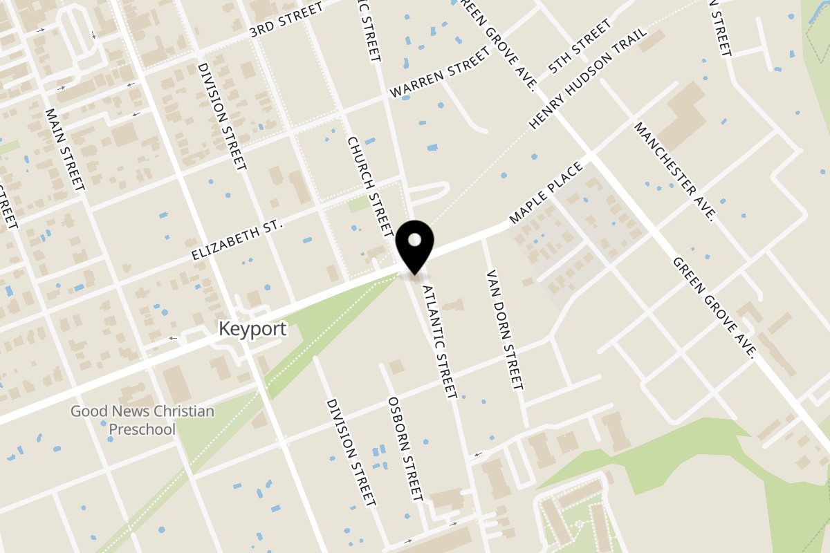 Map showing the location of Aangara Indian Cuisine Keyport on 98 Maple Pl in Keyport